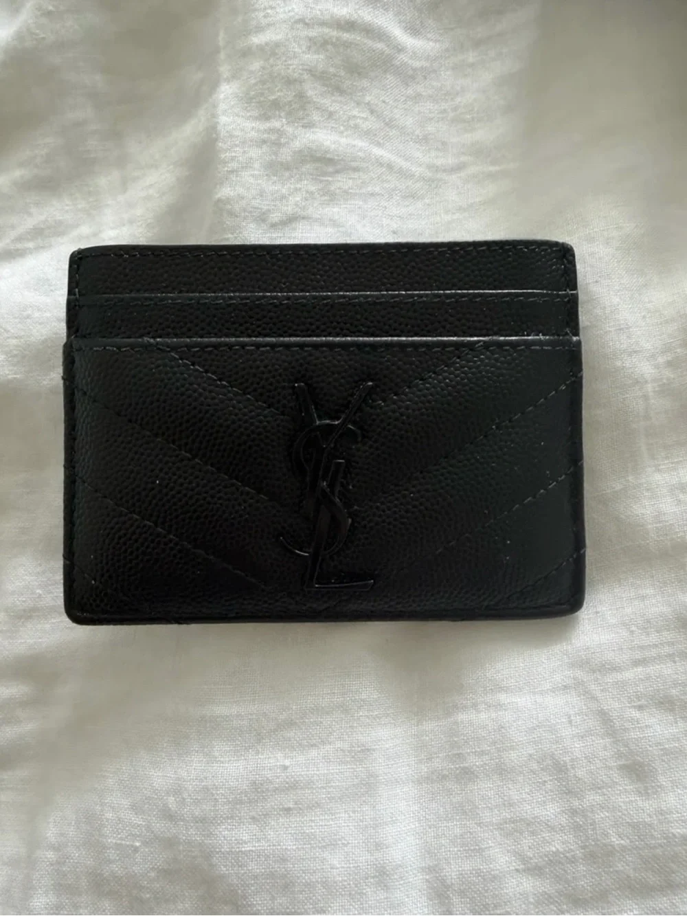 YSL Monogram Card Case in Grained Leather